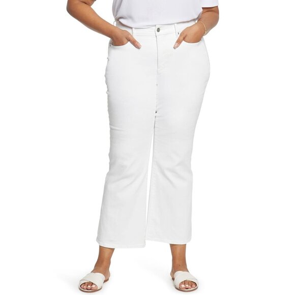 NWT NYDJ Womens Plus Size 0X Optic White Waist Match Relaxed Crop Flare Jean NEW - Picture 1 of 6